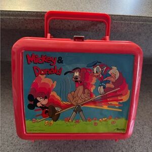 Vintage Aladdin Disney Red Mickey & Donald Lunchbox